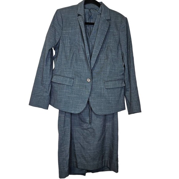 Ann Taylor Blue Midi Dress with Blazer - Picture 1 of 8